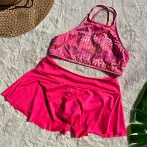 Lands End Girls Halter Swim Top and Swim Skirt